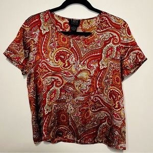 Vintage 100% Silk Paisley Print Short-sleeve shirt